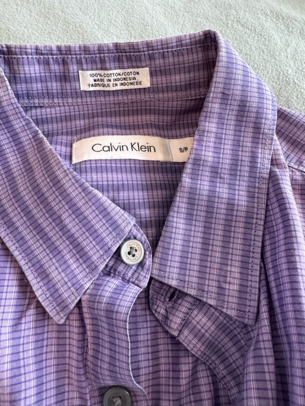 Calvin Klein Men's Light Purple Plaid Dress Shirt